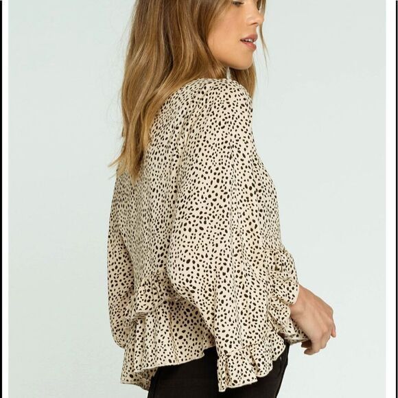 NIKKI & ERIN Spotted Ruffle Womens Babydoll Top - Picture 5 of 6